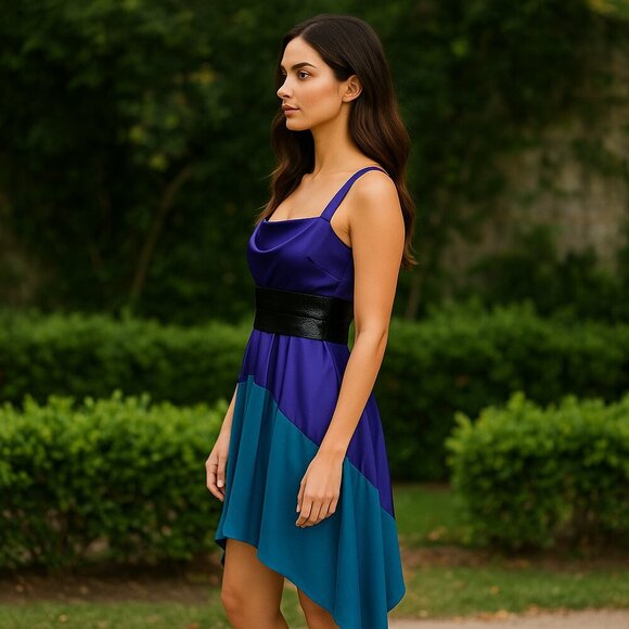 Luxury Event Halston Heritage Asymmetrical Hem Party Dress 4 Wedding Guest - Picture 1 of 10